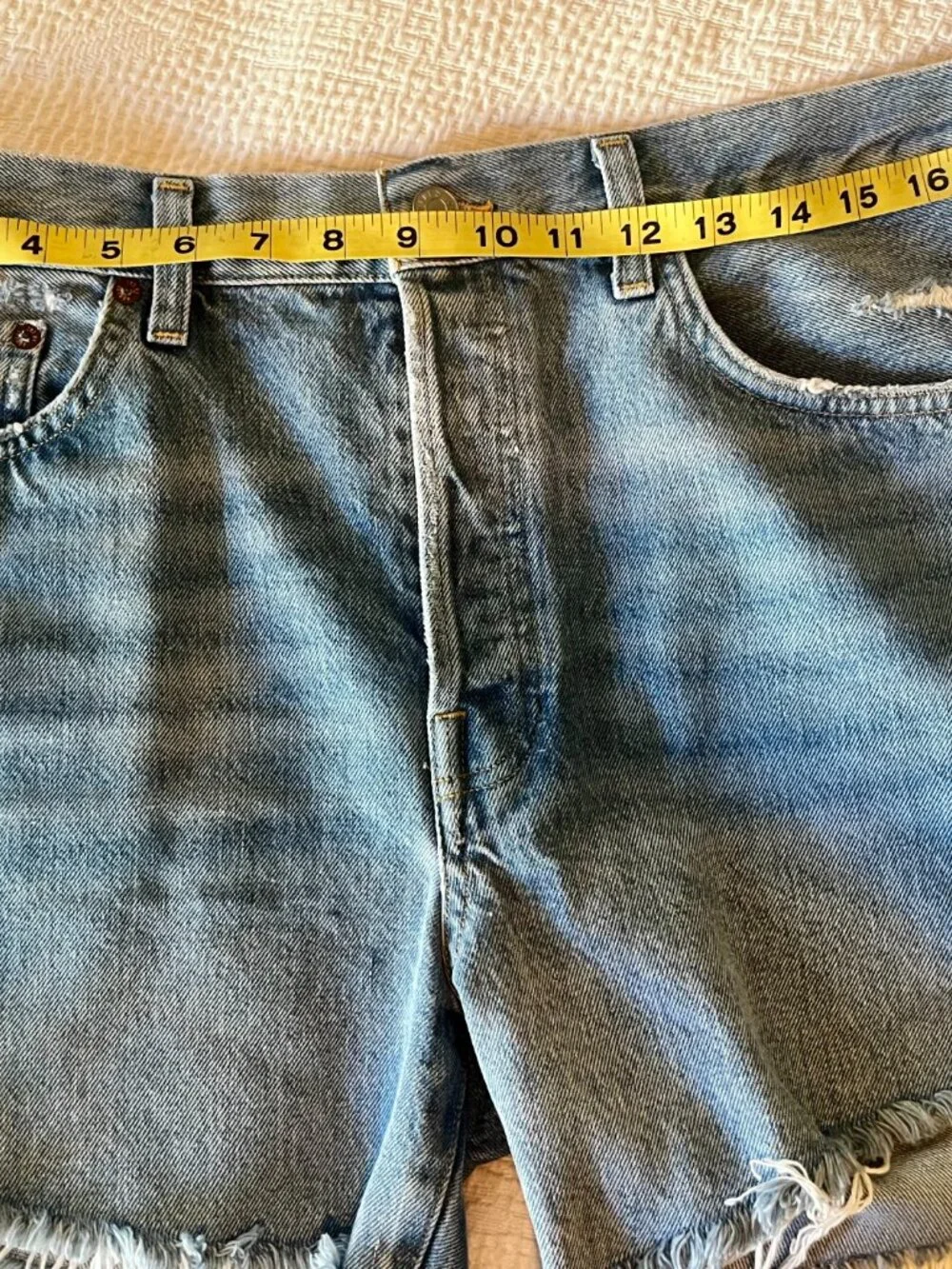 NWT AGOLDE Parker Long Shorts 31 SwapMeet High Rise Distressed Denim